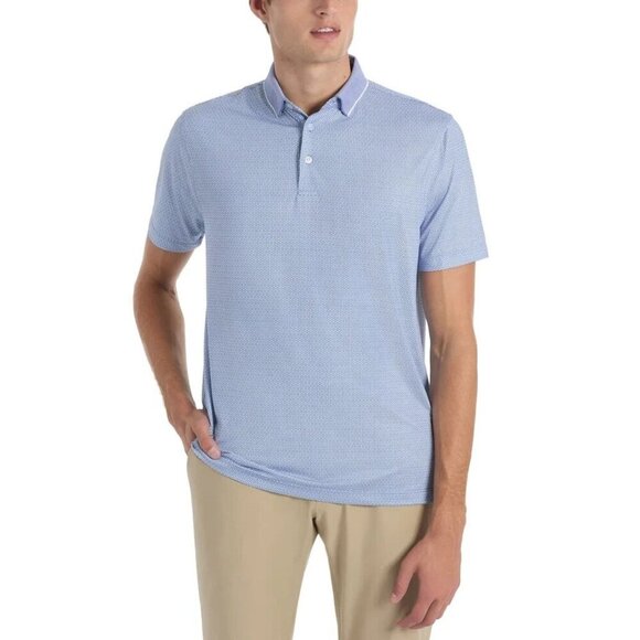 NEW Hickey Freeman Men's XXL Blue Golf Polo Shirt 4-Way Stretch Pattern - Picture 1 of 9